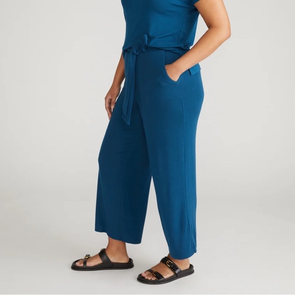 Universal Standard TravelKnit Wide Leg Pants in Blue Teal Size XS or 10-12 - Picture 2 of 14